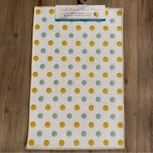 Great Finds Lemon Polka Dot Rug 2x3 Grip Back Washable Yellow White Teal NWT